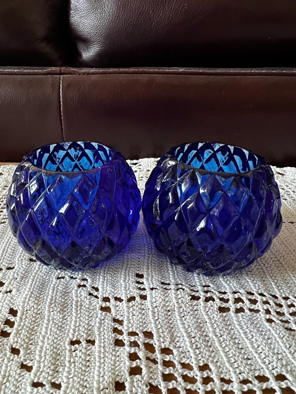 Vintage Cobalt Blue tea light/votive holders. Excellent condition.